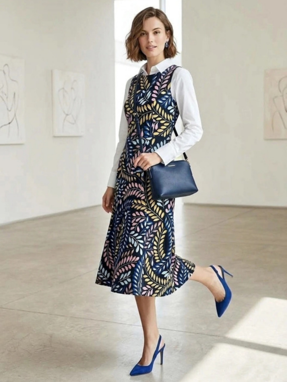 Boden Floral Midi Dress Size 4 R